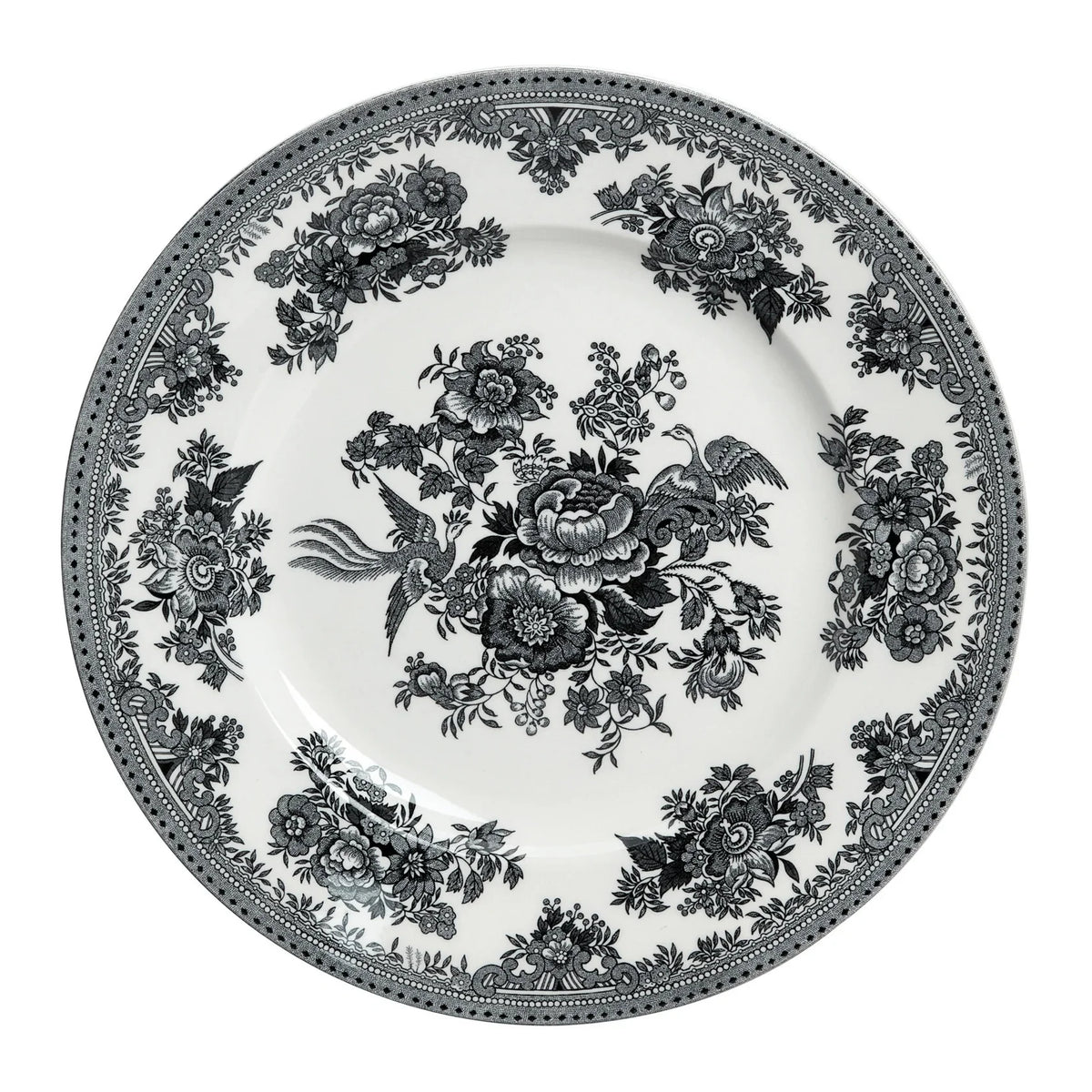 Burleigh Black & White Asiatic Pheasants Plate 25cm/10"