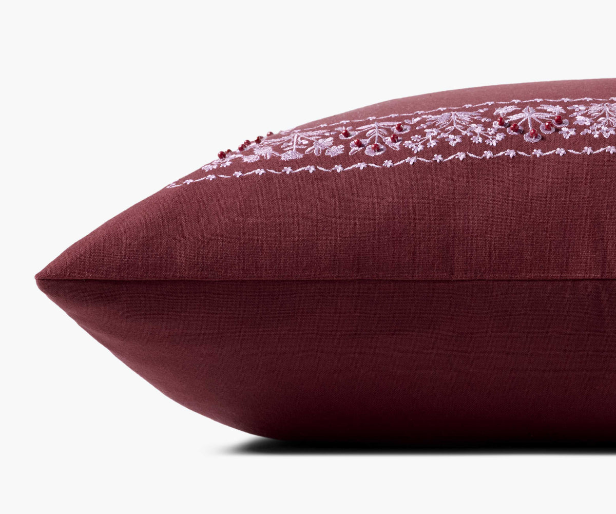 Estee Border Embroidered Pillow - Mulberry