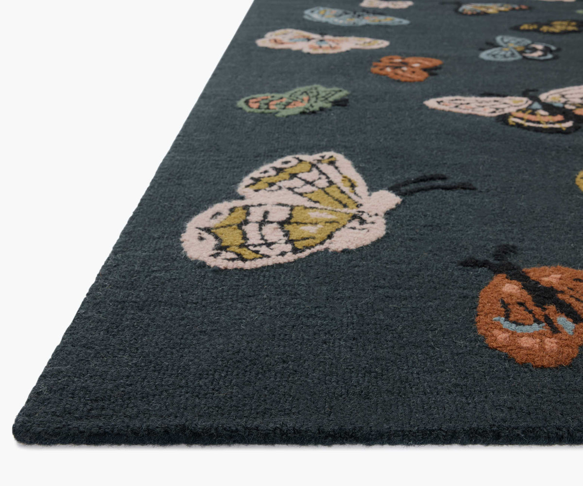 Highgrove Butterfly House Wool Hooked Rug - Charcoal