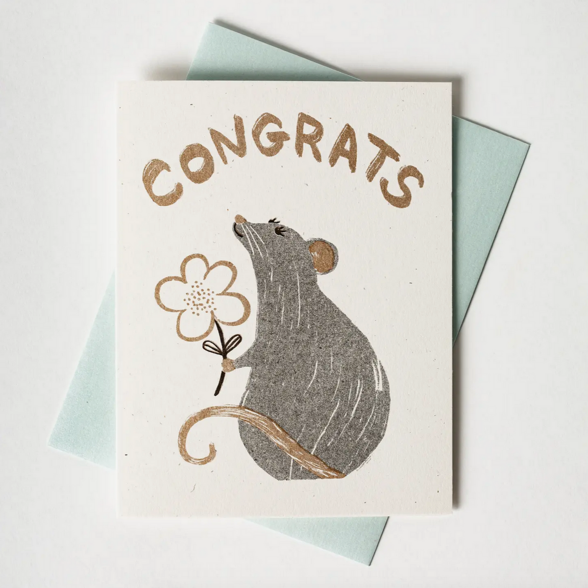Congrats Rat - Risograph Card