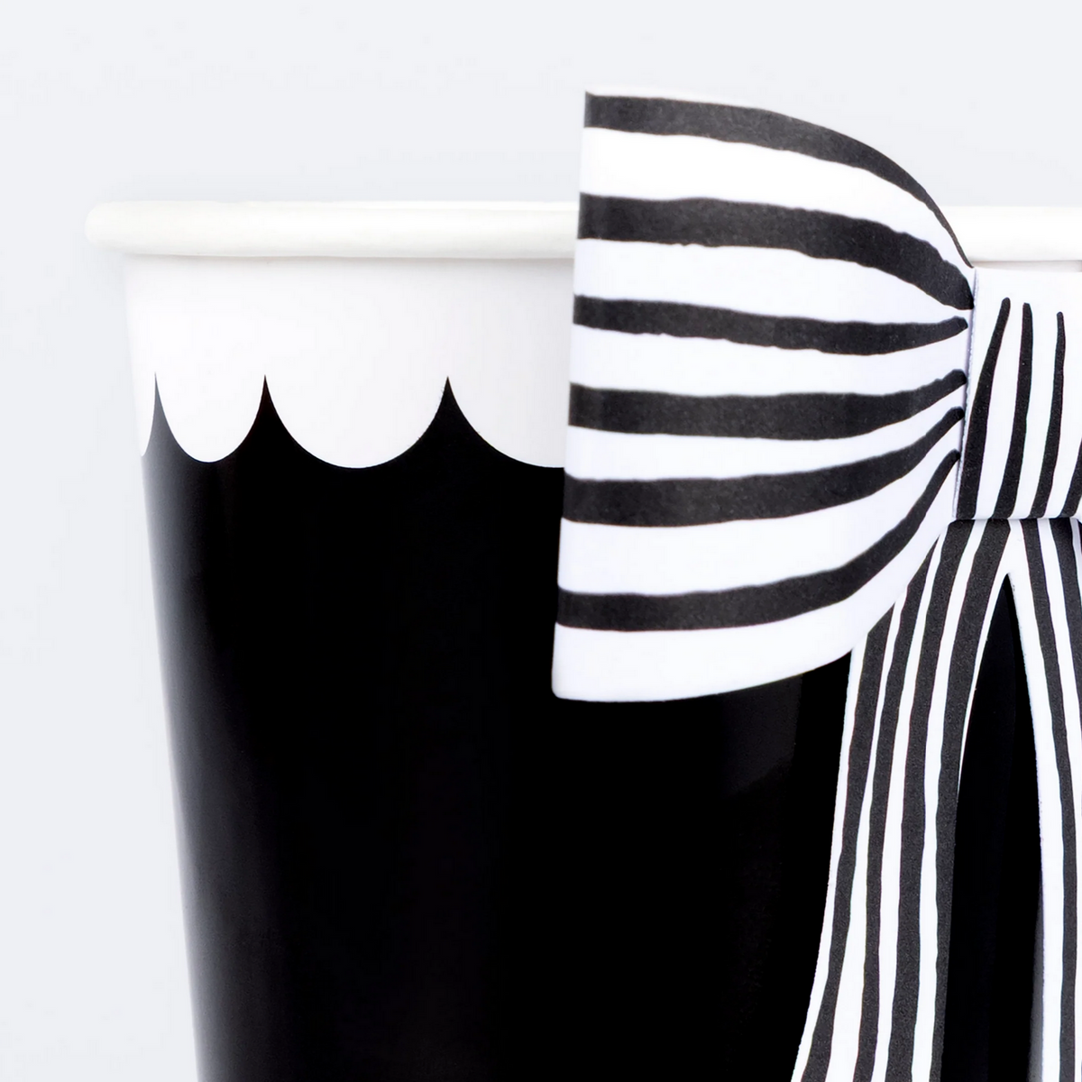 Black & White Stripy Bow Cups
