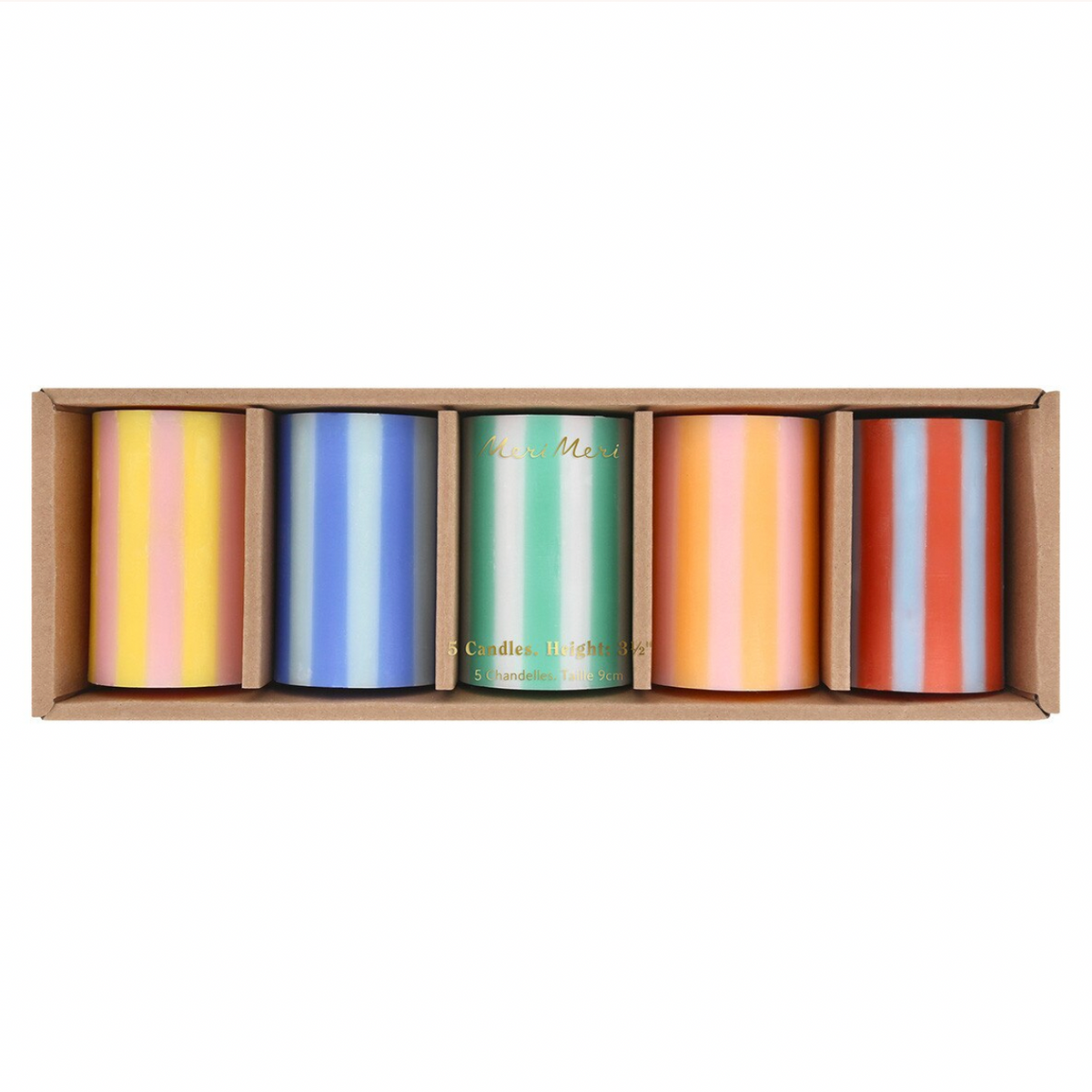 Bright Striped Pillar Candles (x5)