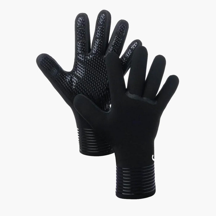 Black wetsuit gloves with grip texture for watersports