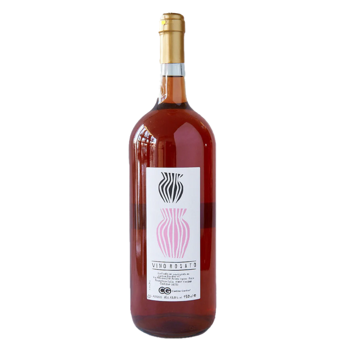 Rosato wine magnum bottle with gold cork and pink label, 1.5L