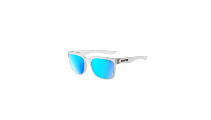 Dye polarized sunglasses with white frame and blue lenses for watersports