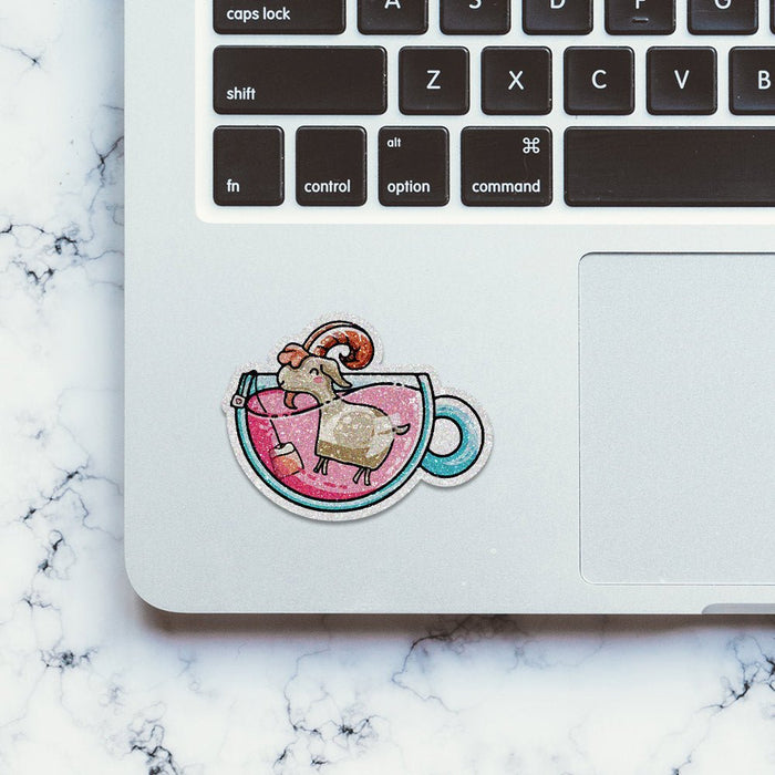 Goat Tea Glitter Sticker - Glitter Stickers | STICK IT UP