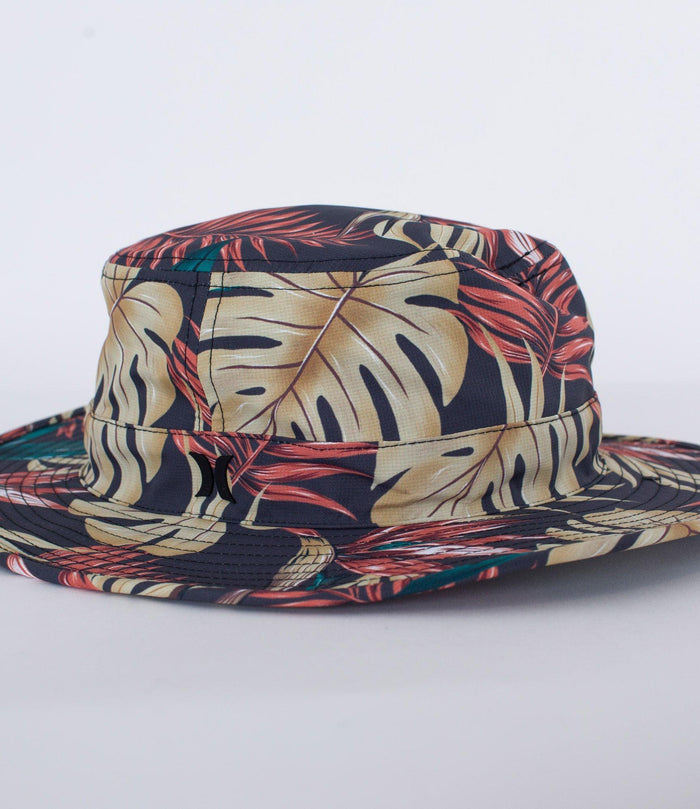 Hurley tropical leaf print bucket hat for watersports