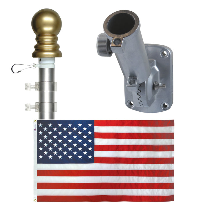 Silver / 5' Pole with 2.5'x4' Flag / Nylon (Most Fade Resistant)