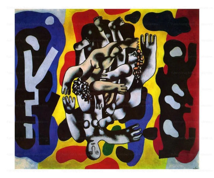 Plongeur sur Fond Jaune, Fernand Leger - VINTAGEARTREPRINTS.COM
