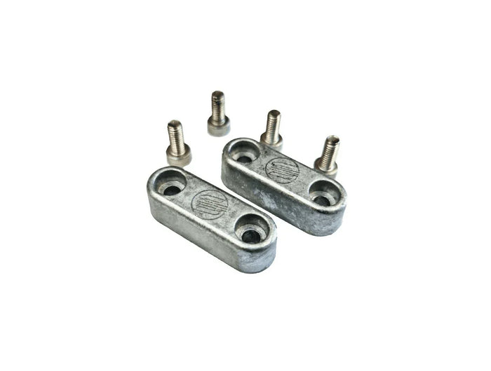 Metal board mounting brackets with screws for watersports gear