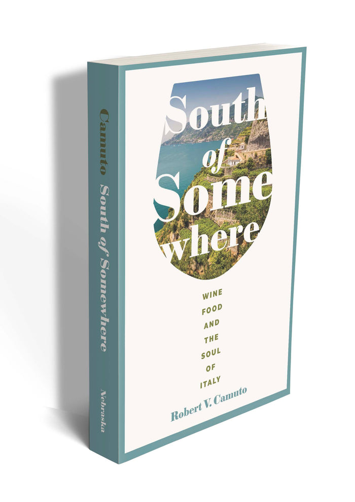 Hardcover wine book titled 'South of Somewhere' by Robert Camuto
