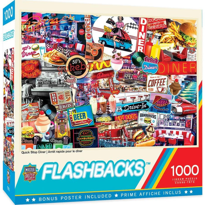1000 Piece Jigsaw Puzzle - Flashbacks- Quick Stop Diner | MasterPieces