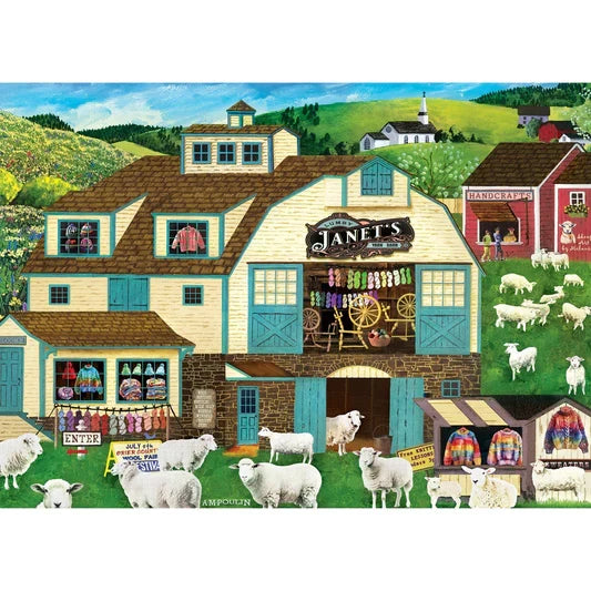 1000 Piece Jigsaw Puzzle - Hometown Gallery- Janet's Yarn Barn | MasterPieces