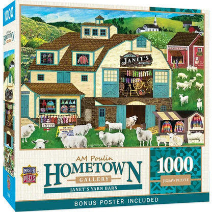1000 Piece Jigsaw Puzzle - Hometown Gallery- Janet's Yarn Barn | MasterPieces