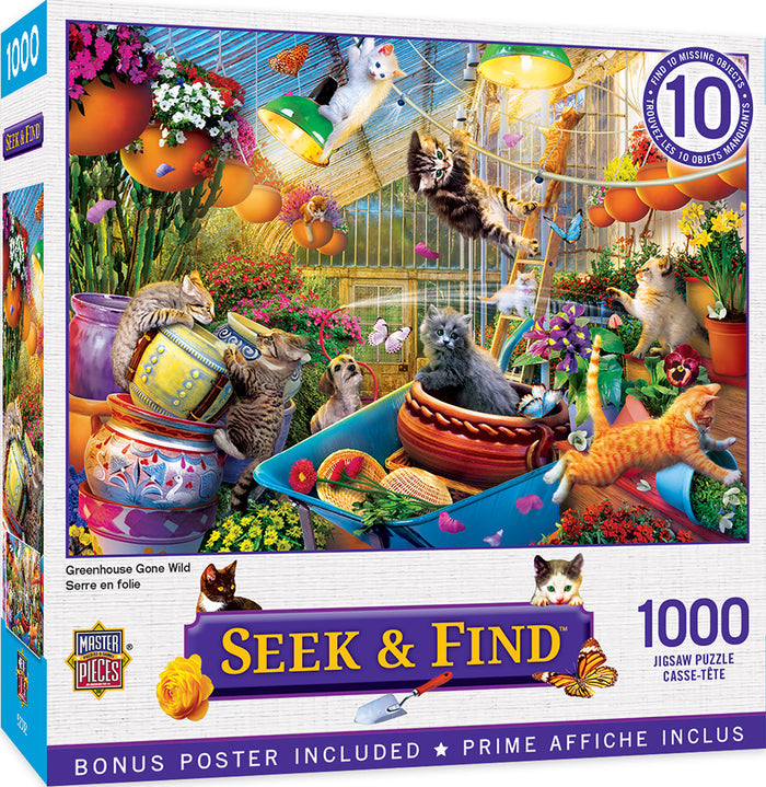 1000 Piece Jigsaw Puzzle - Seek & Find- Greenhouse Gone Wild | MasterPieces
