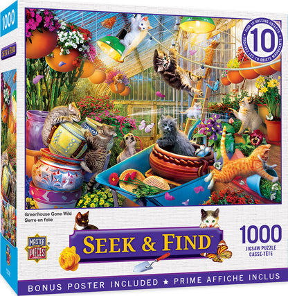 1000 Piece Jigsaw Puzzle - Seek & Find- Greenhouse Gone Wild | MasterPieces