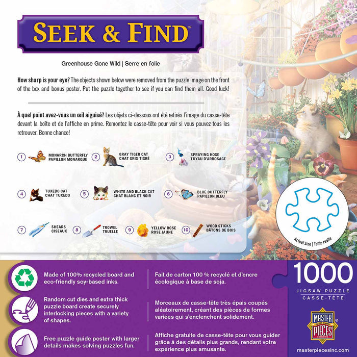 1000 Piece Jigsaw Puzzle - Seek & Find- Greenhouse Gone Wild | MasterPieces