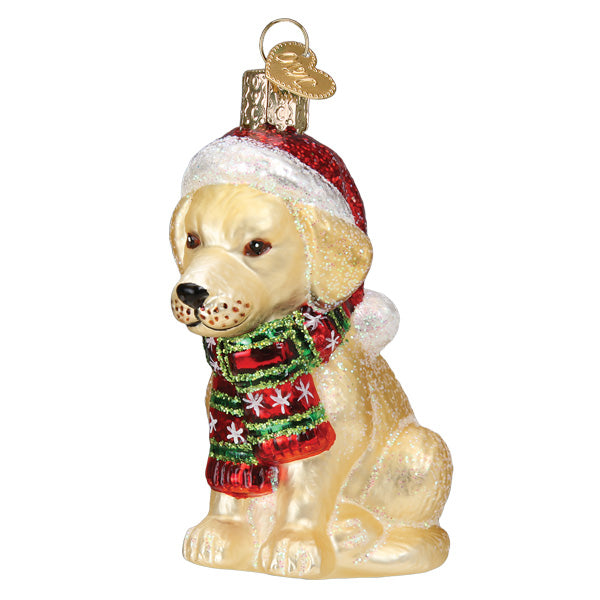 Holiday Yellow Labrador Puppy Ornament