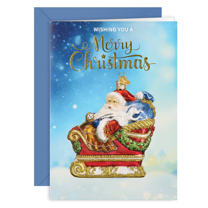Santa In Sleigh Christmas Card