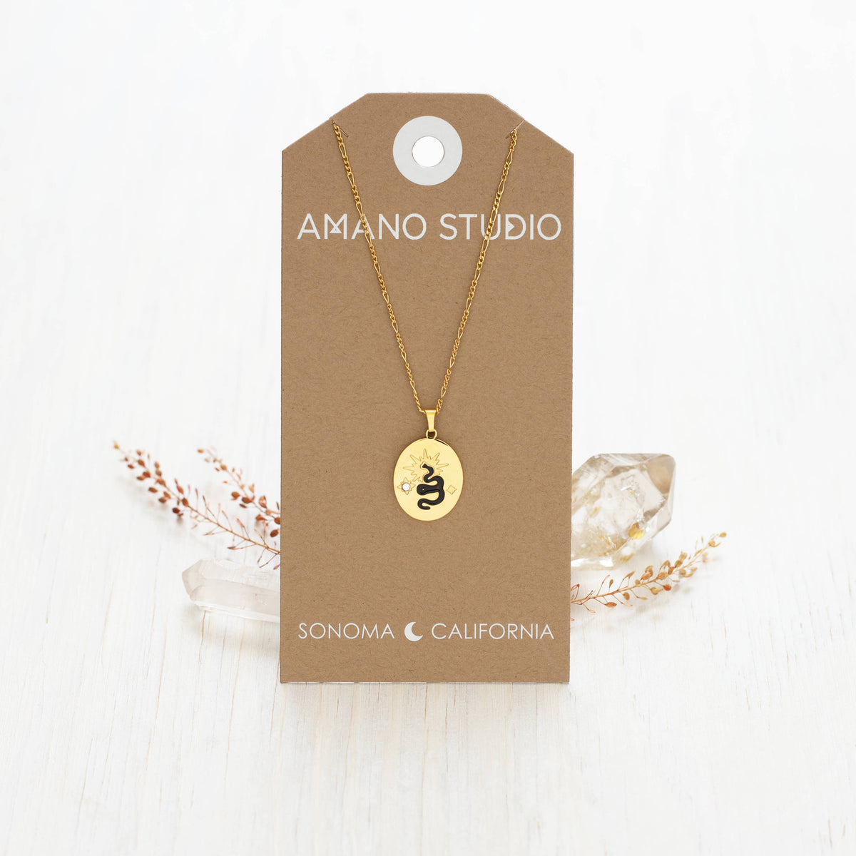 Black Snake Pendant Necklace