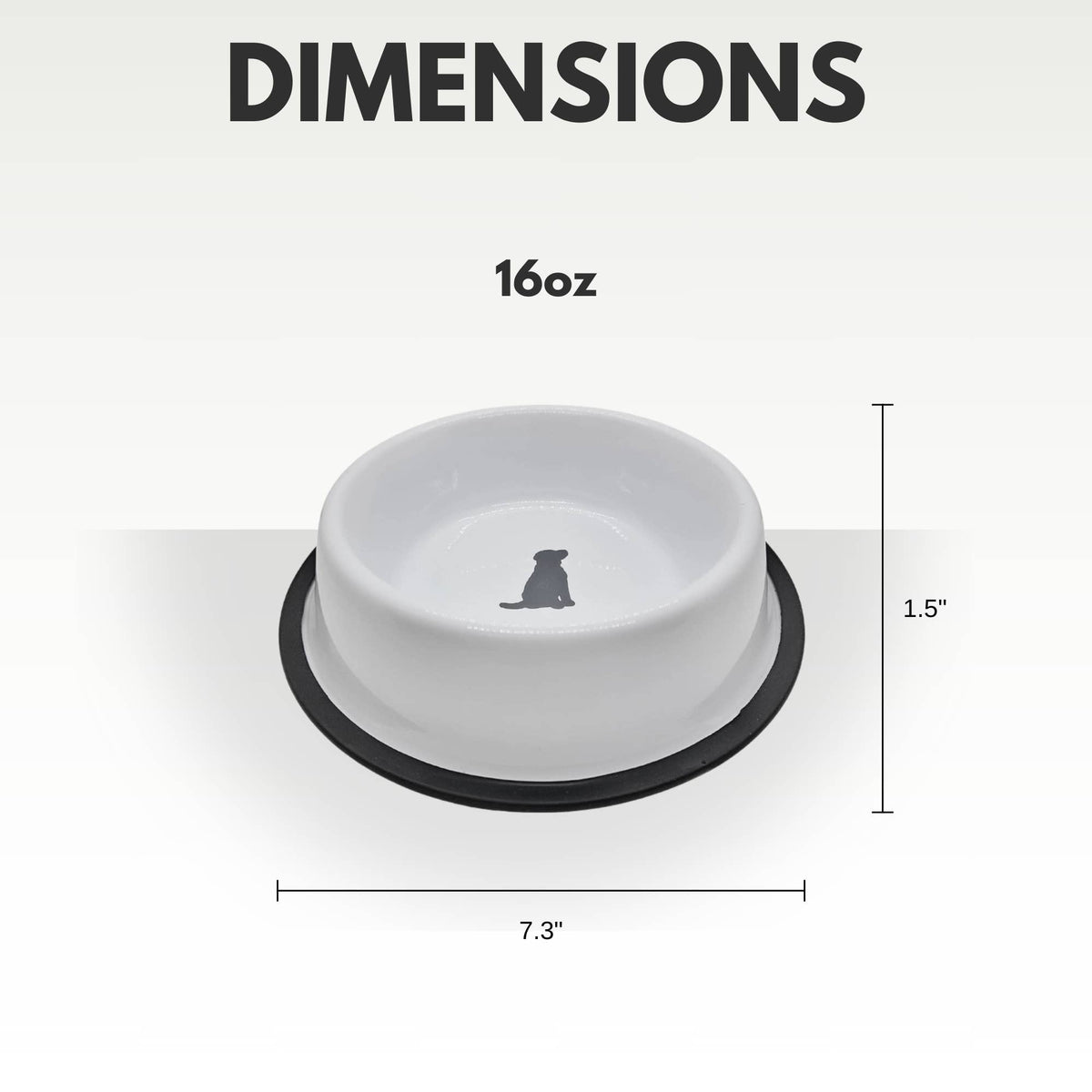 Jojo Modern Pets - Non-Skid Stainless Steel Dog Bowl White with Gray Dog Design