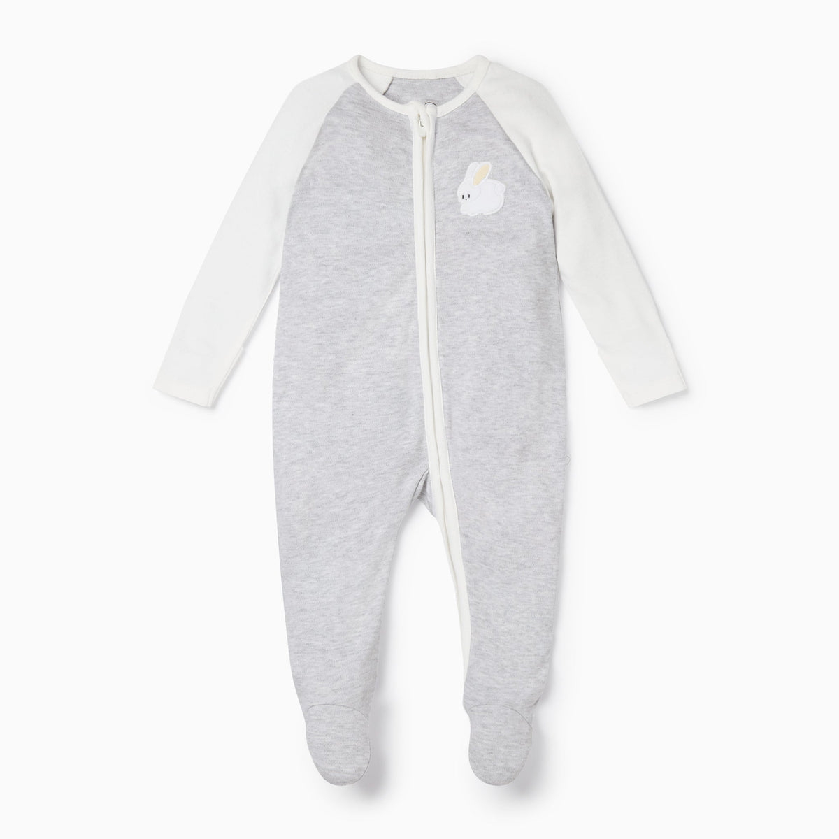 Bunny Raglan Zip-Up Sleepsuit