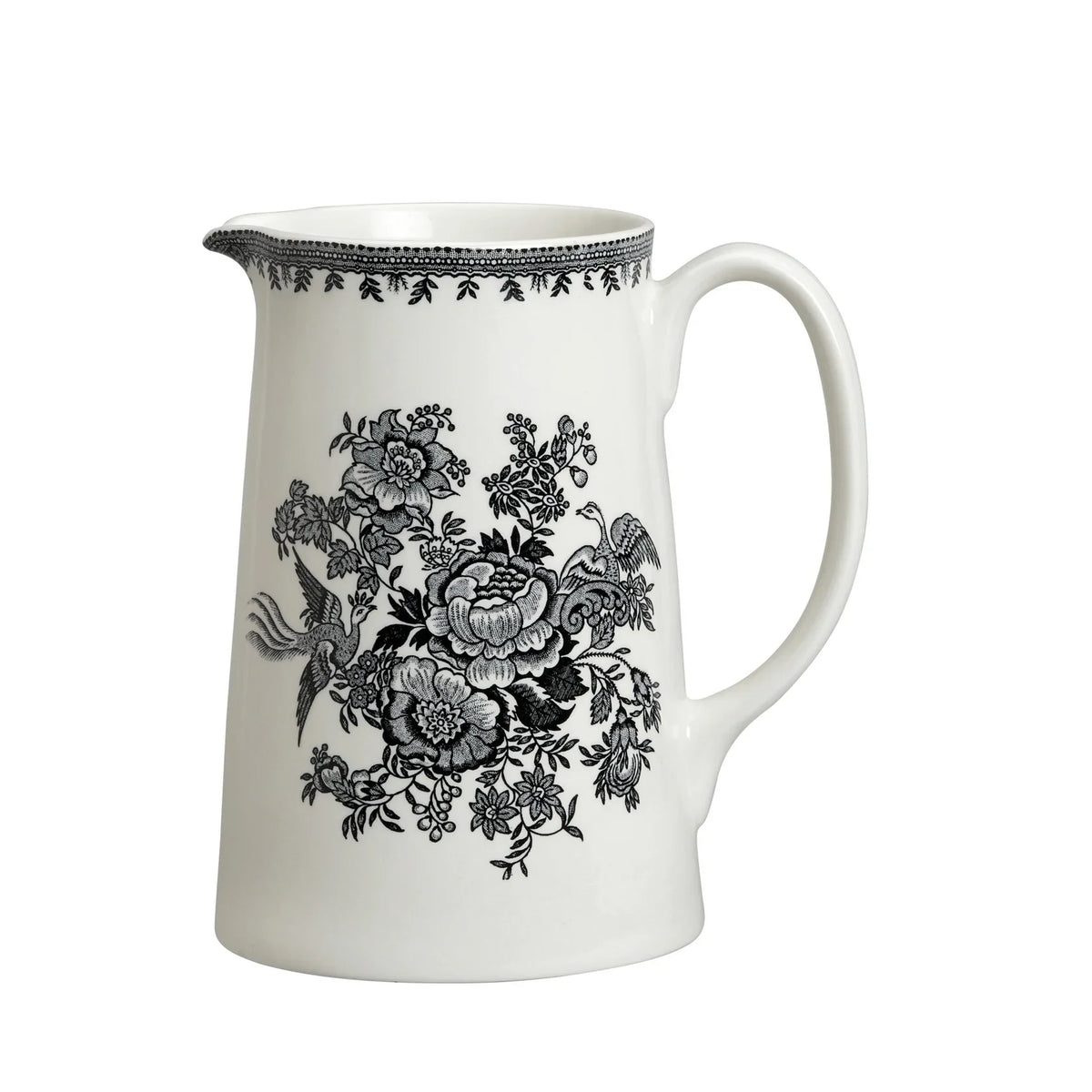 Burleigh Black & White Asiatic Pheasants Large Tankard Jug 1.1L/2pt