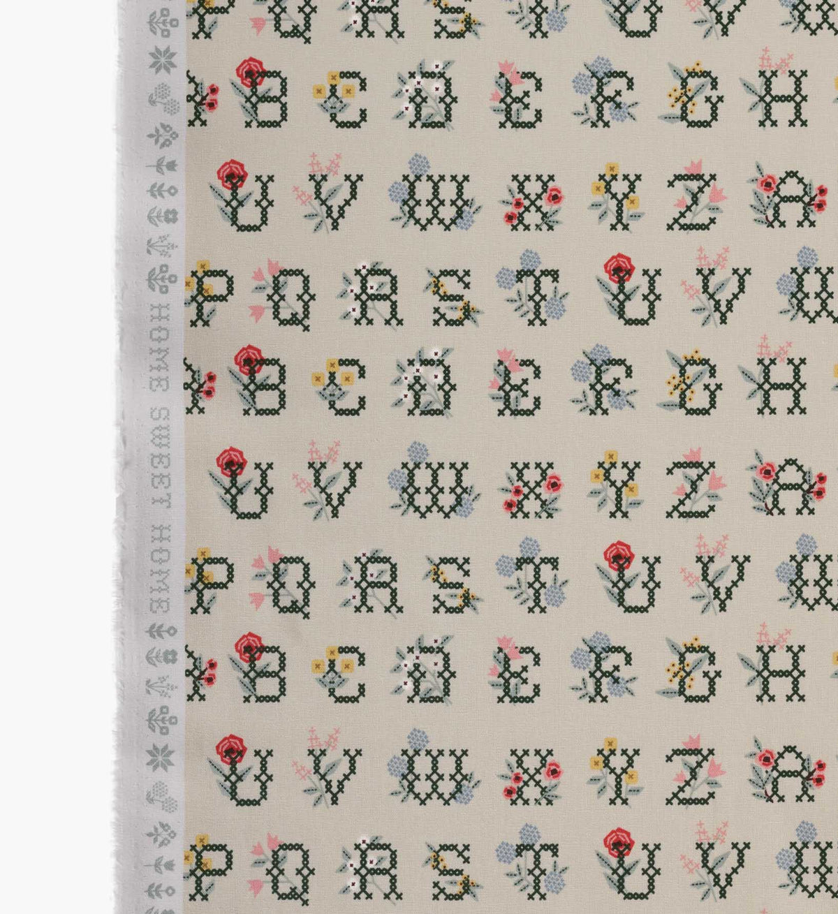 Cross Stitch Letters Canvas Fabric - Linen