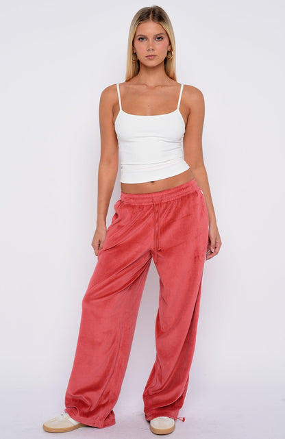 Soul Fire Velour Pants Red