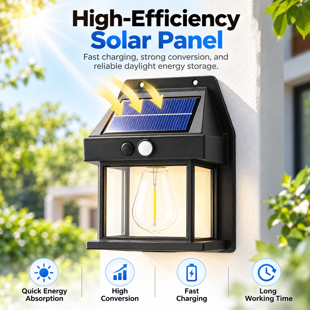 Solar Powered Motion Sensor Wall Lantern