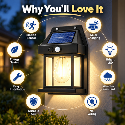 Solar Powered Motion Sensor Wall Lantern
