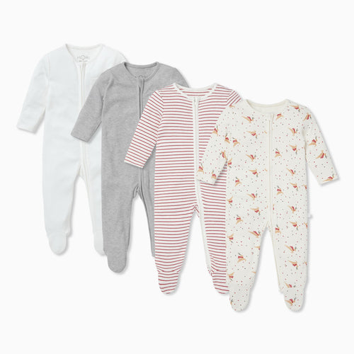 Christmas Zip Sleepsuit 4 Pack