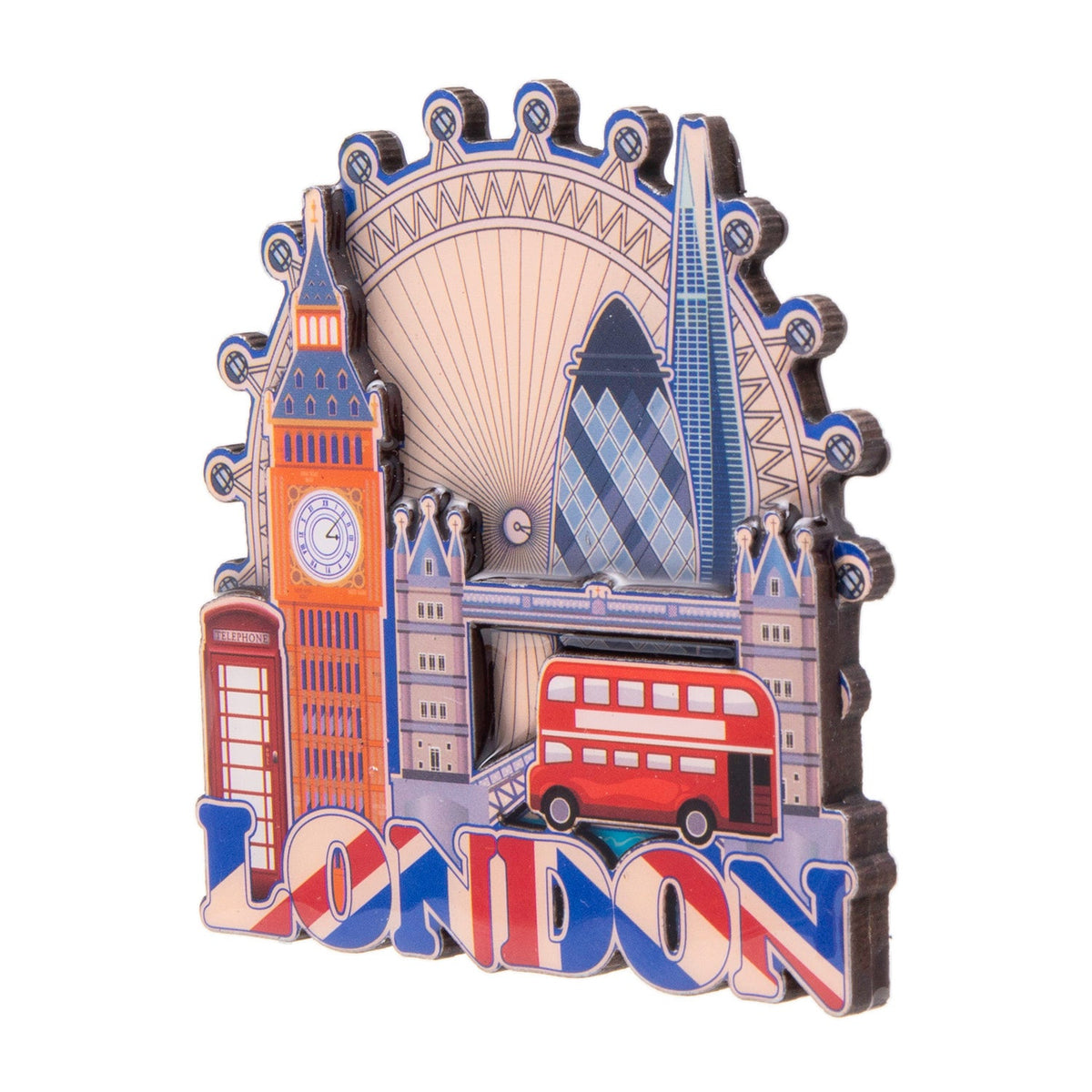London Collage Layered Wood & Resin Magnet