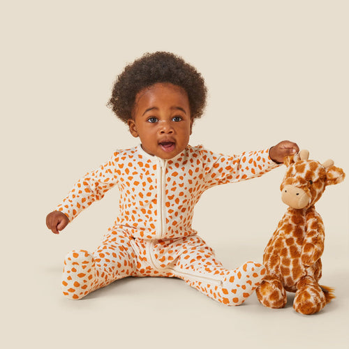 Giraffe Spot Ribbed Clever Zip Sleepsuit