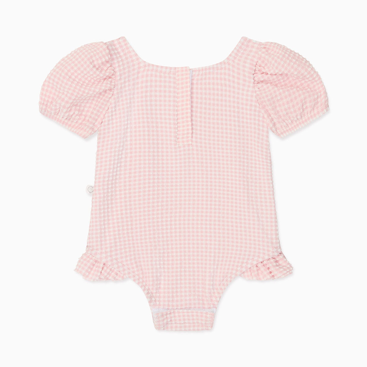 Gingham Seersucker Puff Sleeve Swimsuit