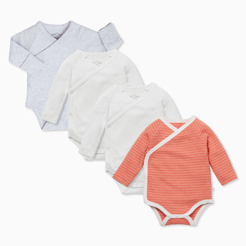 Coral Stripe Kimono Bodysuit 4 Pack