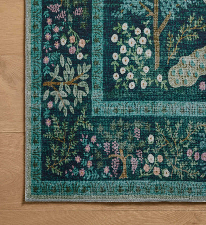 Canopy Peacock Forest Printed Rug - Teal