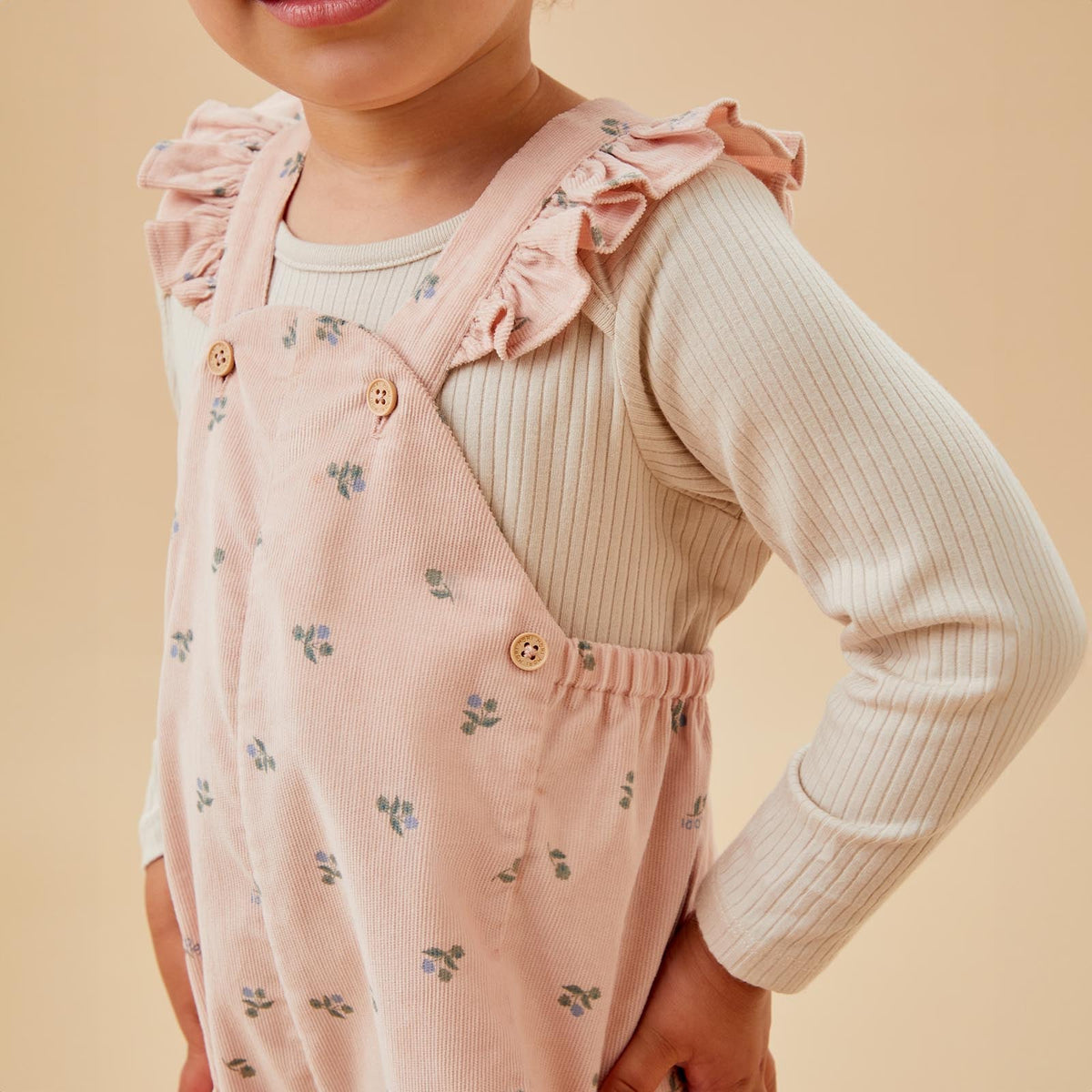 Floral Frilled Corduroy Dungarees