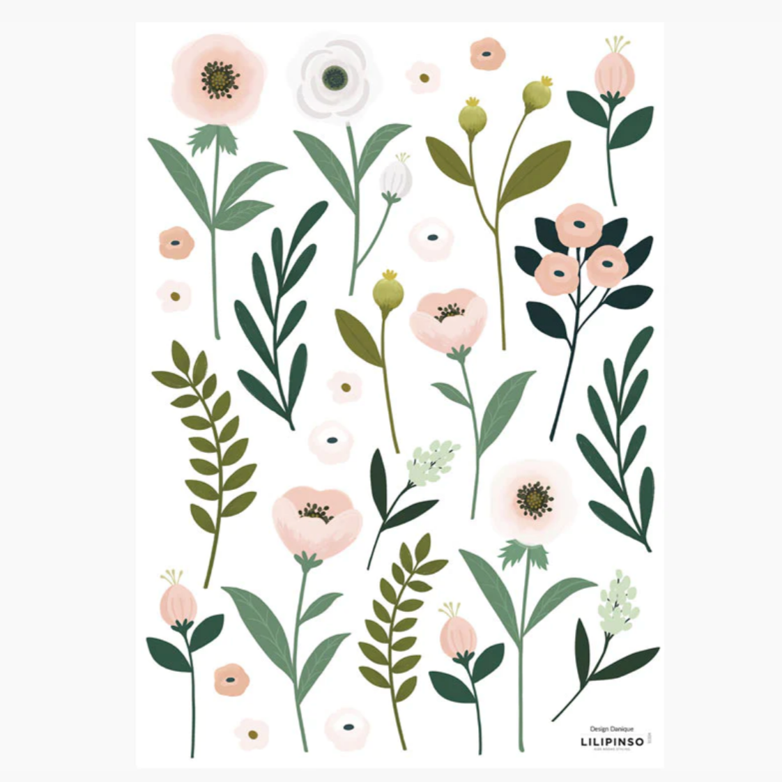 Big Flowers Pink And Beige Wall Decals