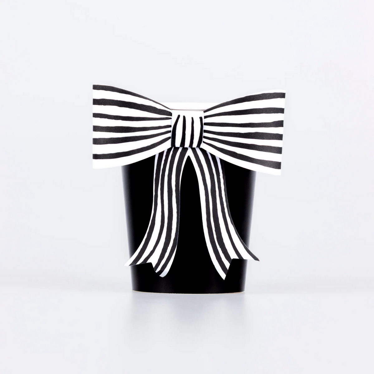 Black & White Stripy Bow Cups