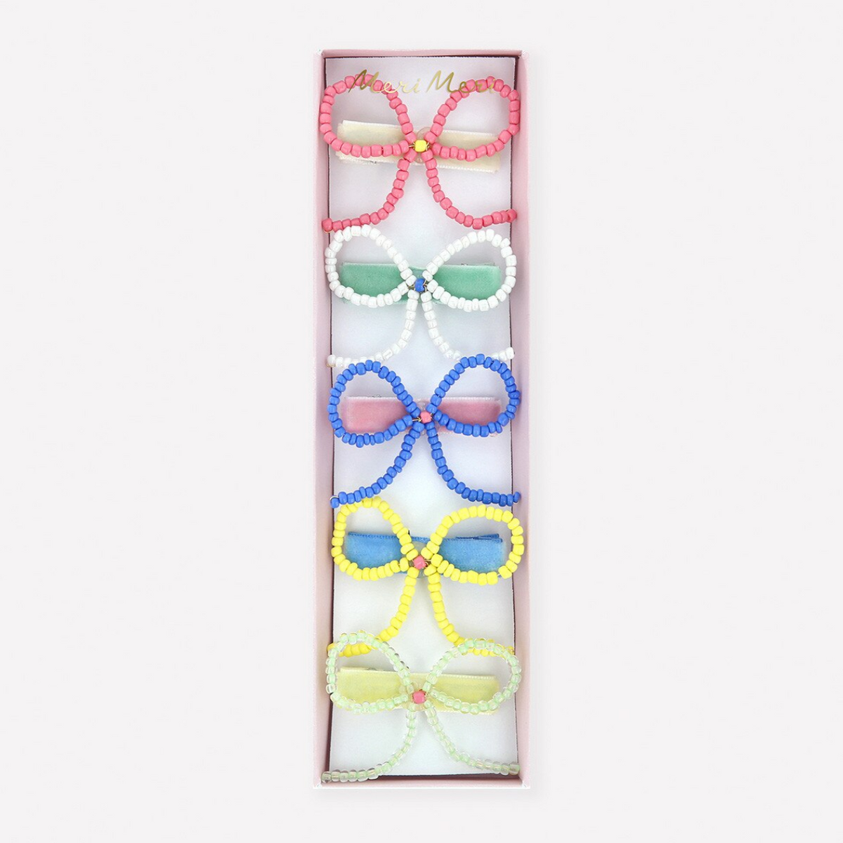 Beaded Bow Hair Clips (x5)