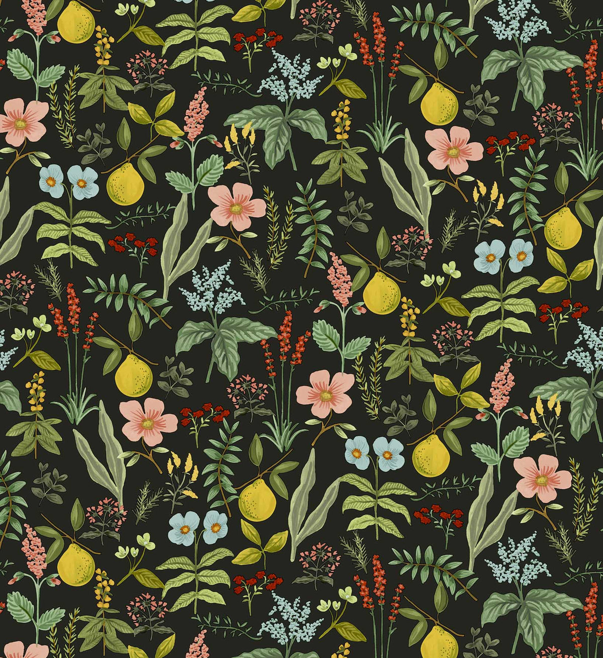 Herb Garden Peel & Stick Wallpaper Sample - Black