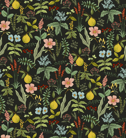 Herb Garden Peel & Stick Wallpaper Sample - Black