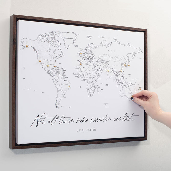 "Adventure Awaits!" Fine Line Push Pin Mini World Map CM Mini Map
