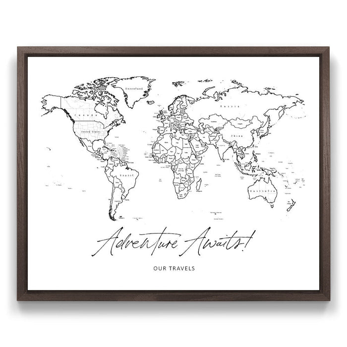 "Adventure Awaits!" Fine Line Push Pin Mini World Map CM Mini Map