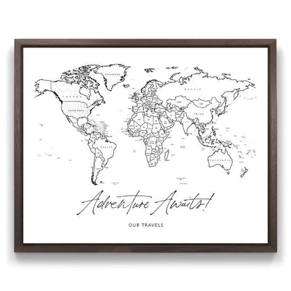 "Adventure Awaits!" Fine Line Push Pin Mini World Map CM Mini Map