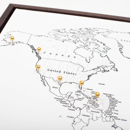"Adventure Awaits!" Fine Line Push Pin Mini World Map CM Mini Map