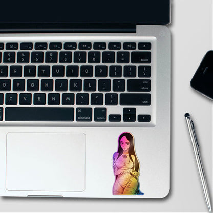 Anime Girl Long Hair Holographic Stickers - Holographic stickers | STICK IT UP