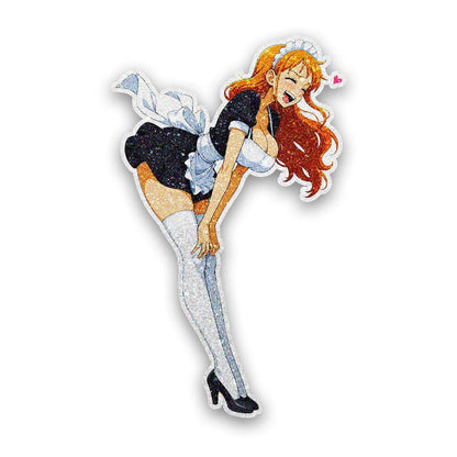 Anime Maid Bow Glitter Sticker - Glitter Stickers | STICK IT UP