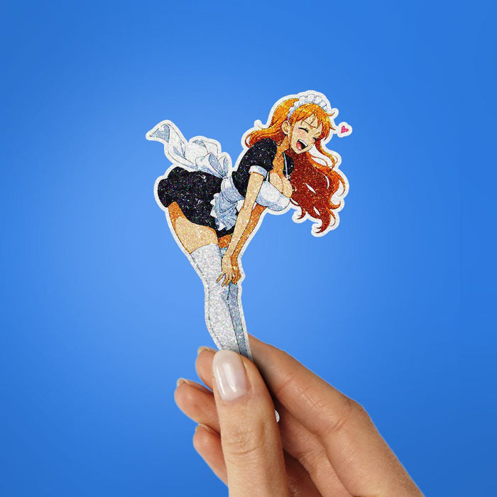 Anime Maid Bow Glitter Sticker - Glitter Stickers | STICK IT UP